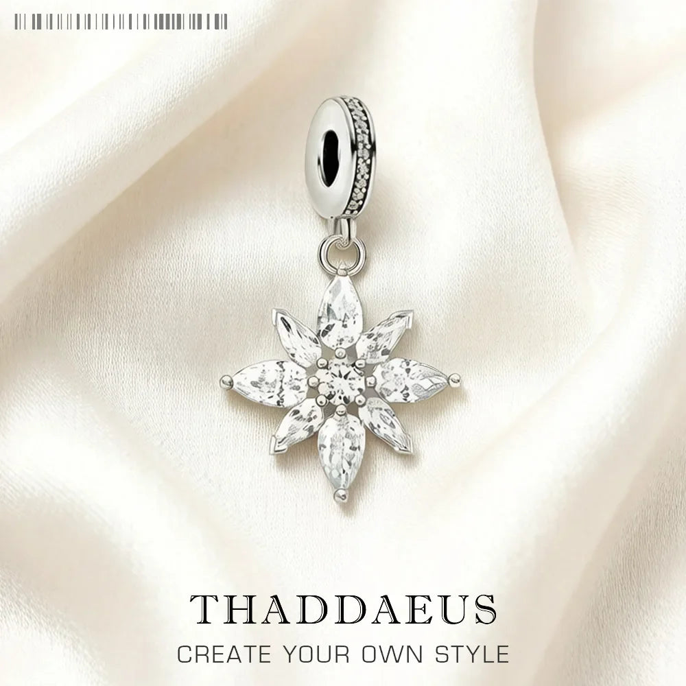 925 Sterling Silver Flower Charm Pendant Necklace for Women Charm Pendant Necklace Qme