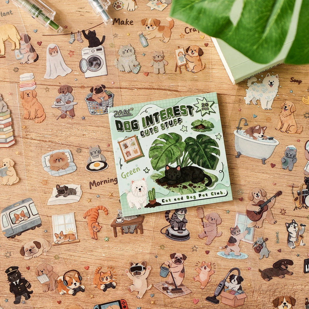 Cute Pet Die Cut Sticker Book 20 Sheets Retro Cartoon Die Cut Sticker Book Qme
