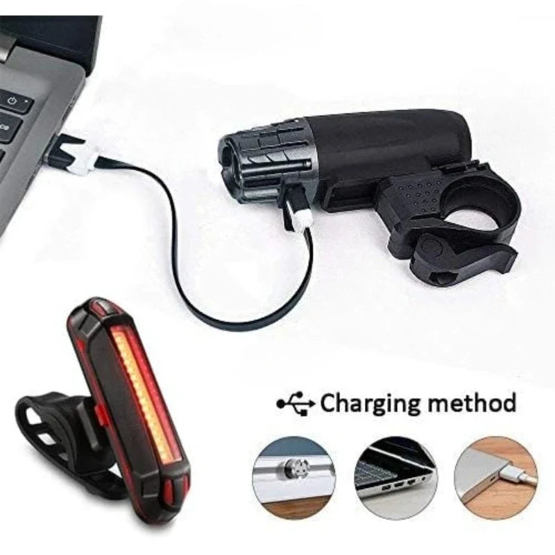 Waterproof LED Bike Light Set – USB Rechargeable Front & Taillight Bike Light Set Qme