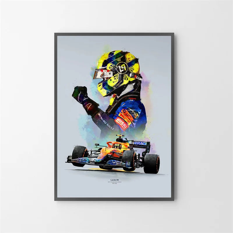 Watercolor F1 Racing Driver Helmet Canvas Print Wall Art