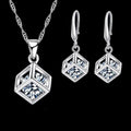 925 Sterling Silver Cubic Zirconia Necklace & Earring Set Silver Jewelry Set Qme Default Title