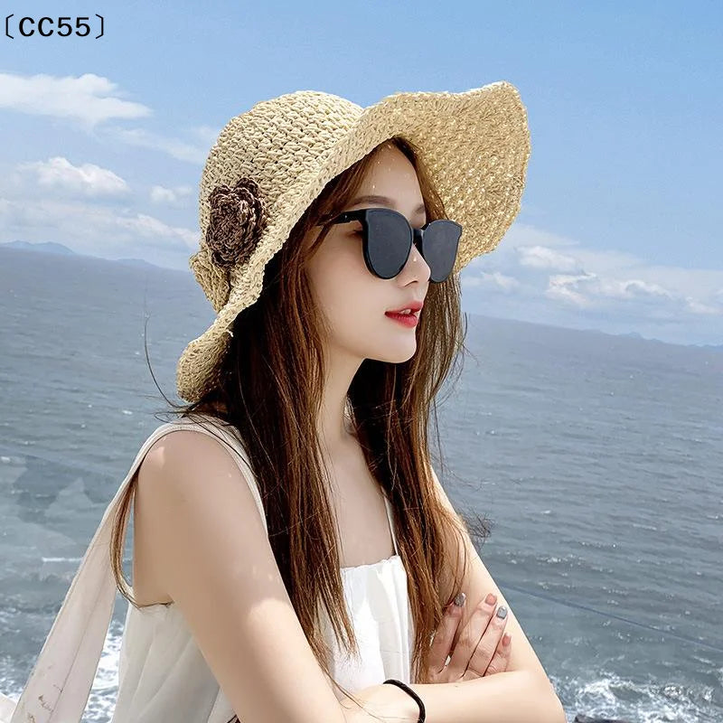 Women's Foldable Wide Brim Straw Sun Hat – UV Protection Straw Sun Hat Qst
