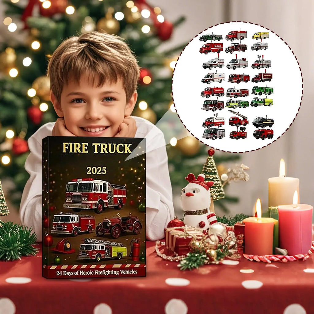 Fire Truck Advent Calendar – 24 Christmas Countdown Ornaments Christmas Advent Calendar Qme