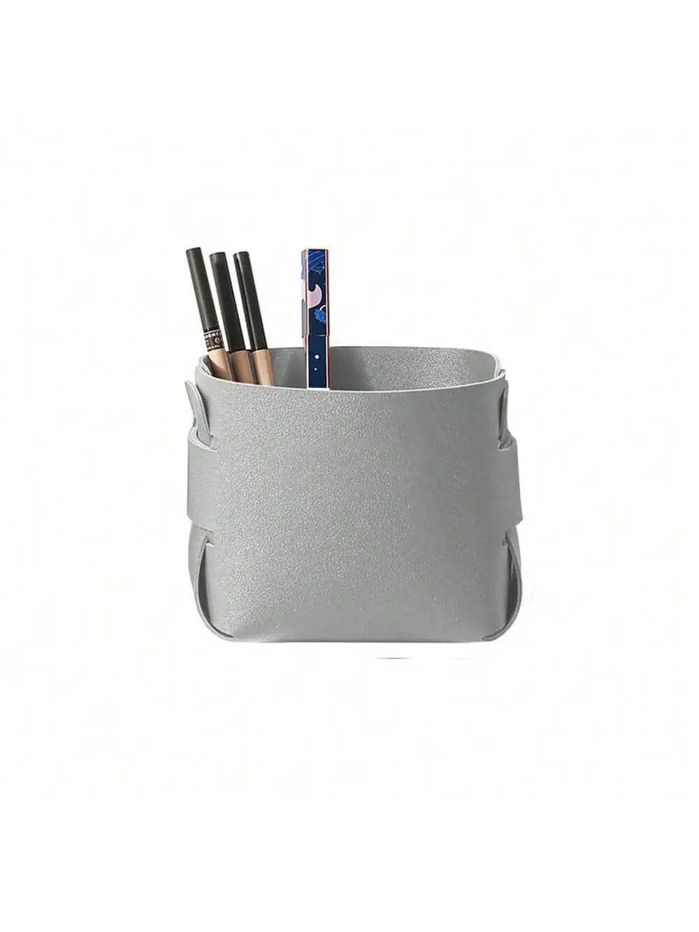 Leather Desktop Cosmetic Storage Organizer Box | 3 Colors Desktop Storage Organizer Qme grey