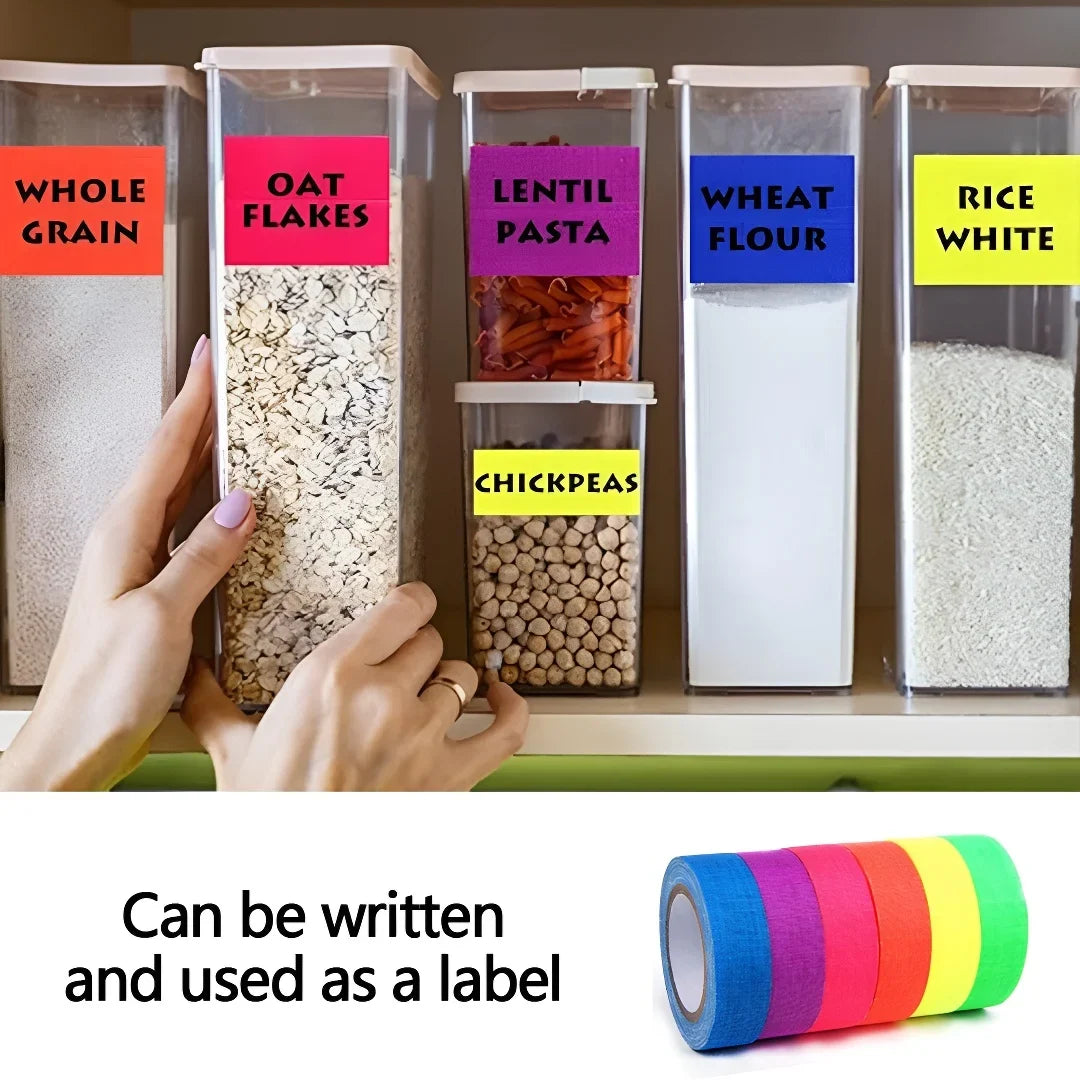 6-Pack Neon Fluorescent UV Reactive Tape – 6 Vibrant Colors Neon Craft Tape Qme