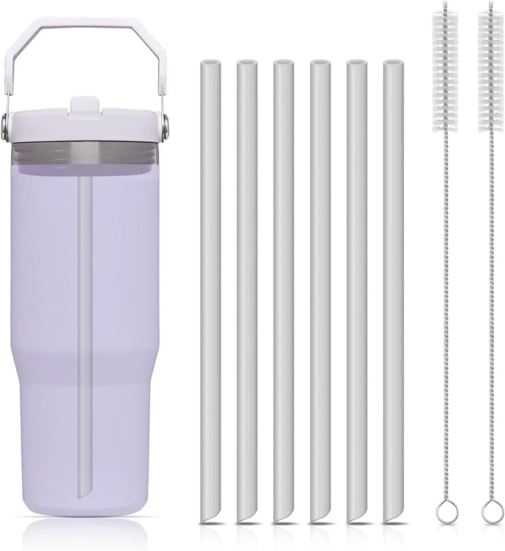 Reusable Straws & Cleaning Brush for Stanley IceFlow 30oz Reusable Straws Set Qme 6pcs
