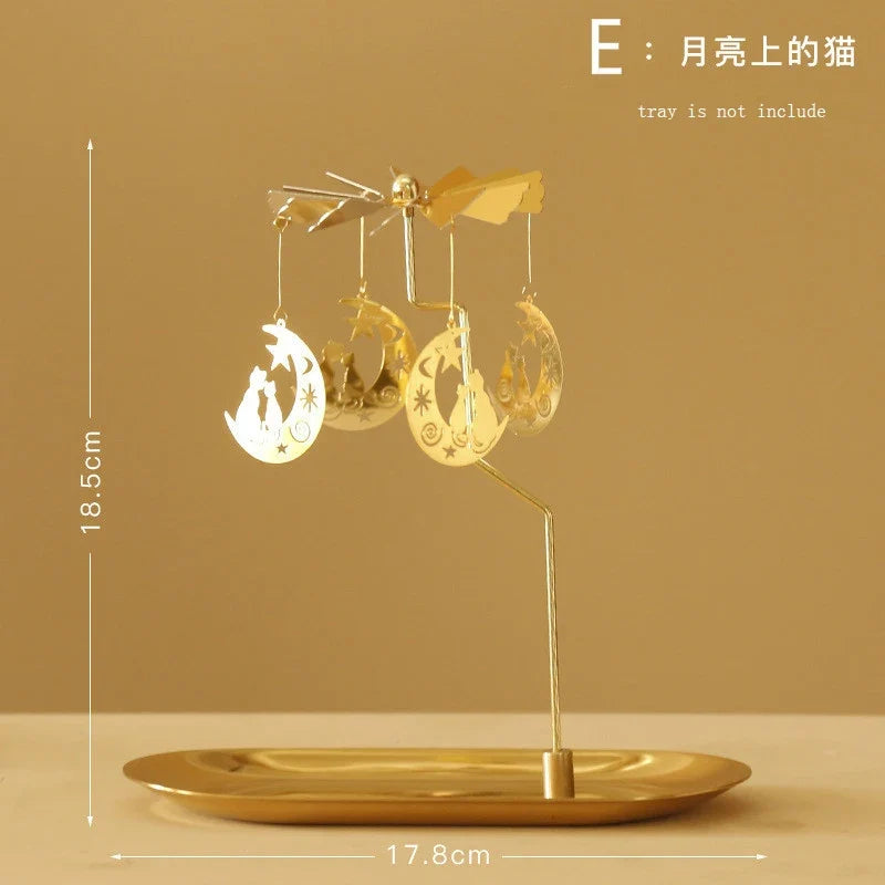 Rotating Horse Carousel Candlestick Lamp | 10 Colors | Iron Rotating Candle Holder Qme E Excluding tray