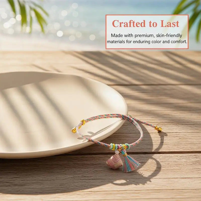Handmade Colorful Friendship Bracelet – Adjustable Woven Tassel Friendship Bracelet Qst