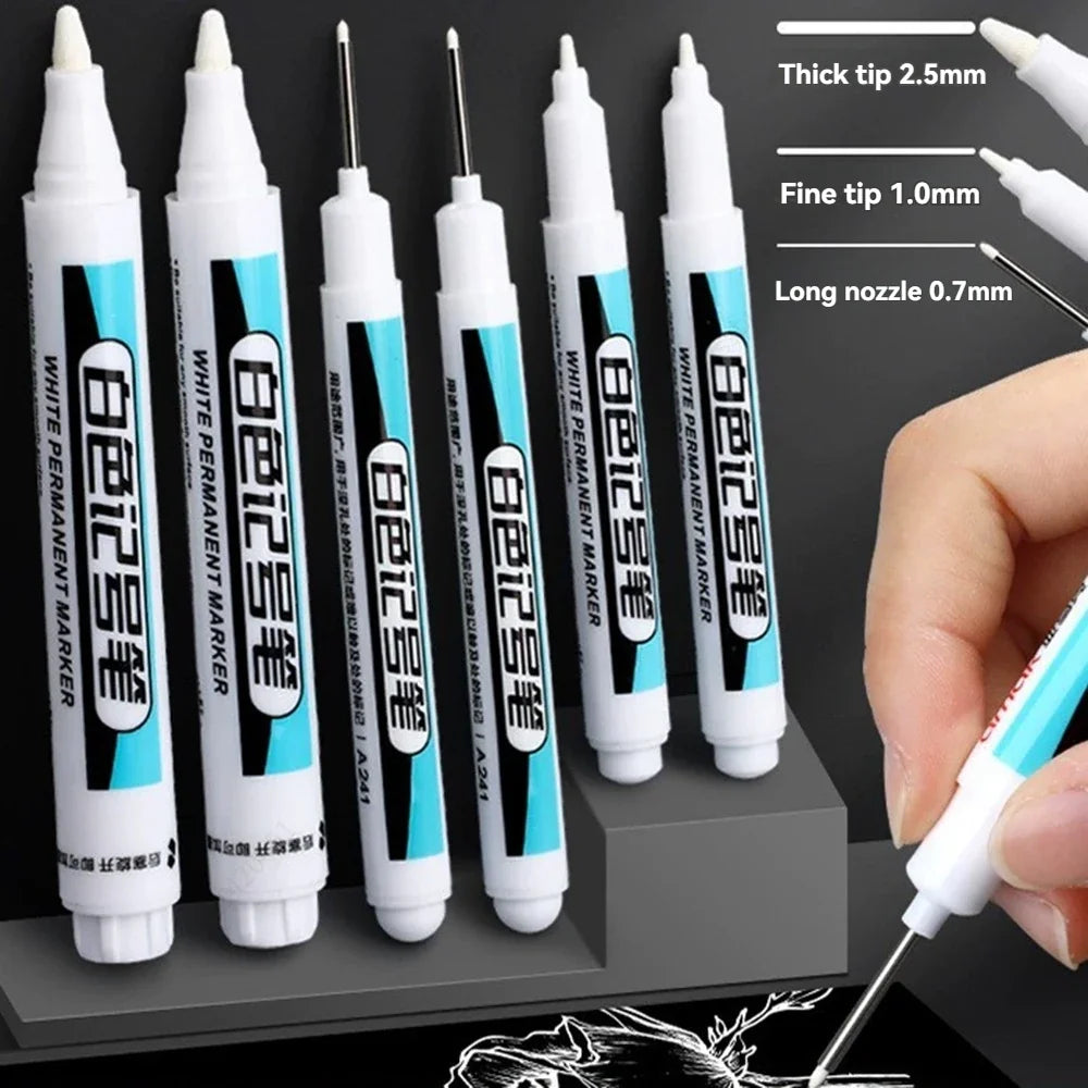 White Permanent Paint Marker Pens | 0.7mm Waterproof Tip Paint Marker Pens Qme