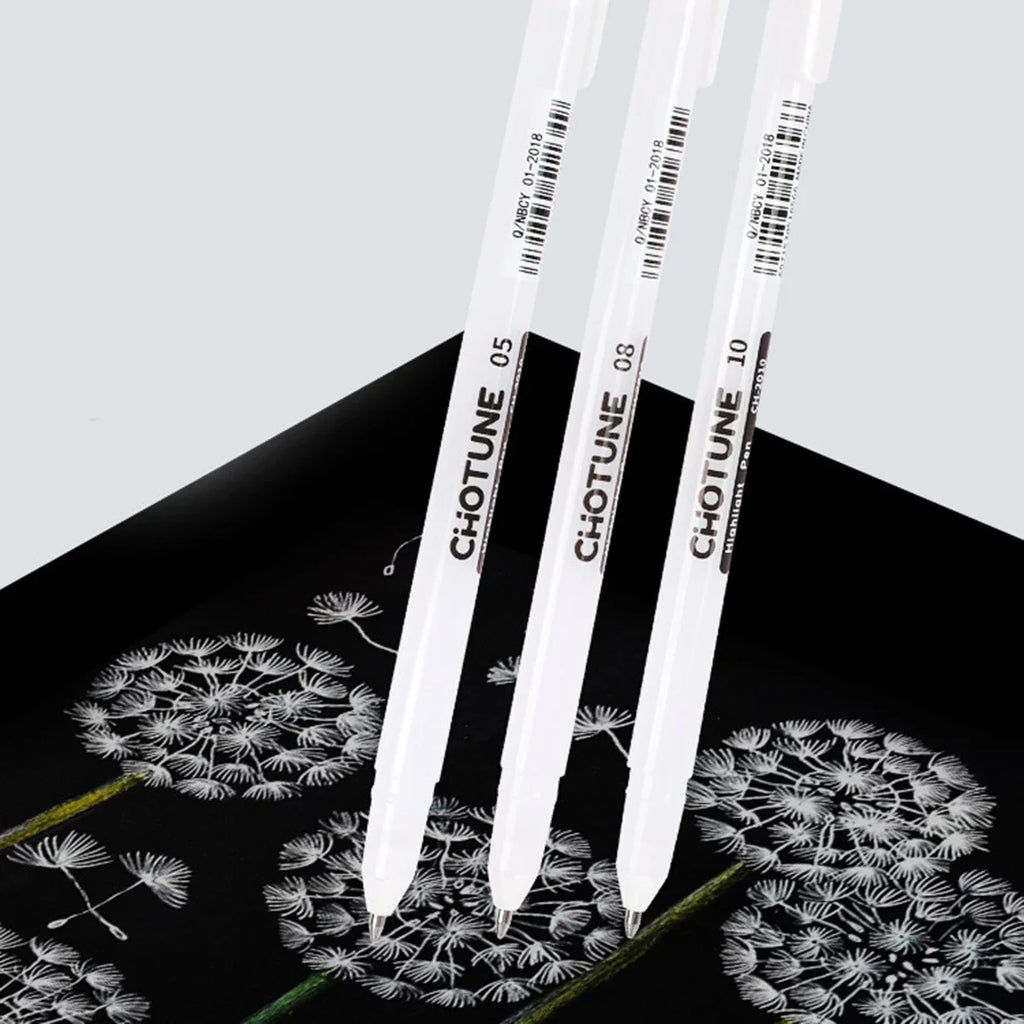 Gelly Roll Classic White Gel Pens 3-Pack – Sizes 05, 08 & 10 White Gel Pens Qme