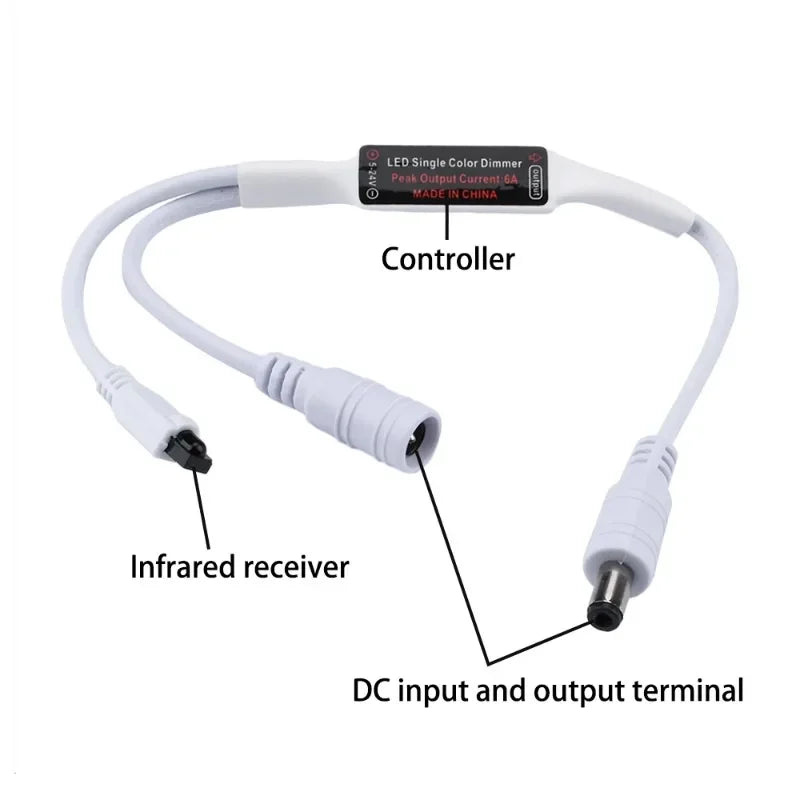 Mini IR Remote Dimmer for Single Color LED Strip DC5-24V LED Strip Dimmer Qme