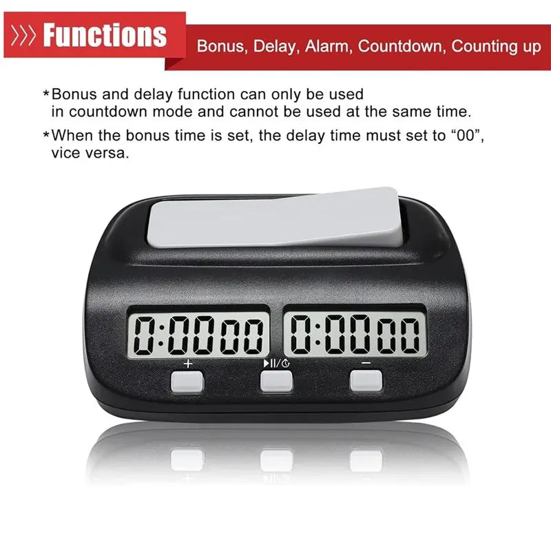 A02F Digital Chess Timer | Delay, Bonus & Countdown Clock Chess Game Timer Qme