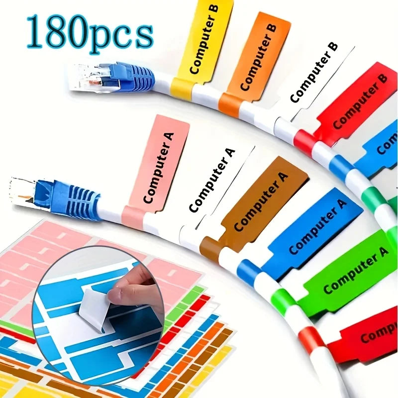180-Color A4 Printable Wire Self-Adhesive Cable Labels – 180 Pack Cable Labels Qme