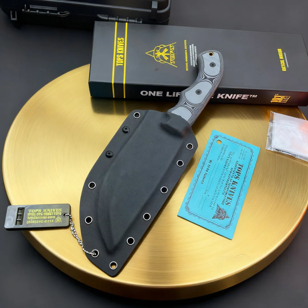 TOPS Tracker Fixed Blade Knife – 1095 Carbon Steel & G10 Fixed Blade Knife Qst