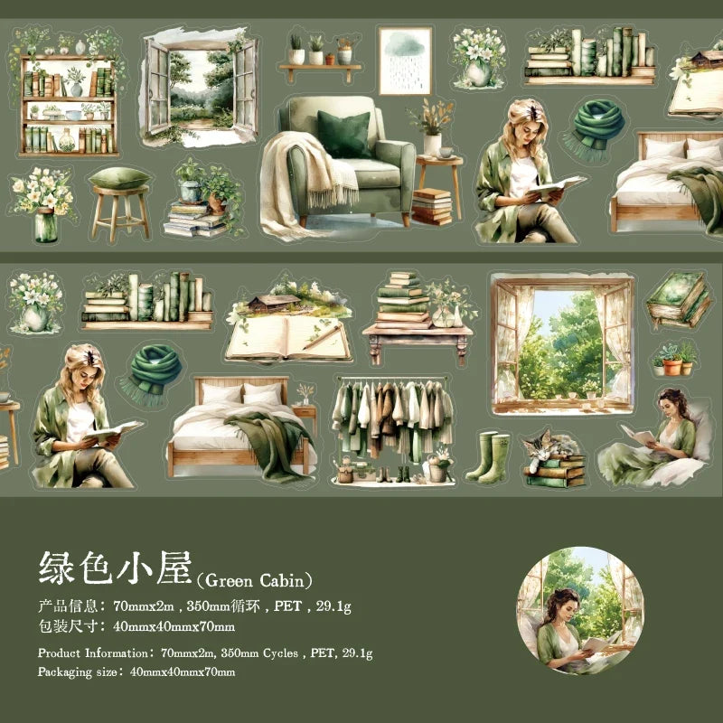 Cartoon Girl PET Tape 2m Roll – Scrapbooking Journal Stickers Decorative Craft Tape Qme E