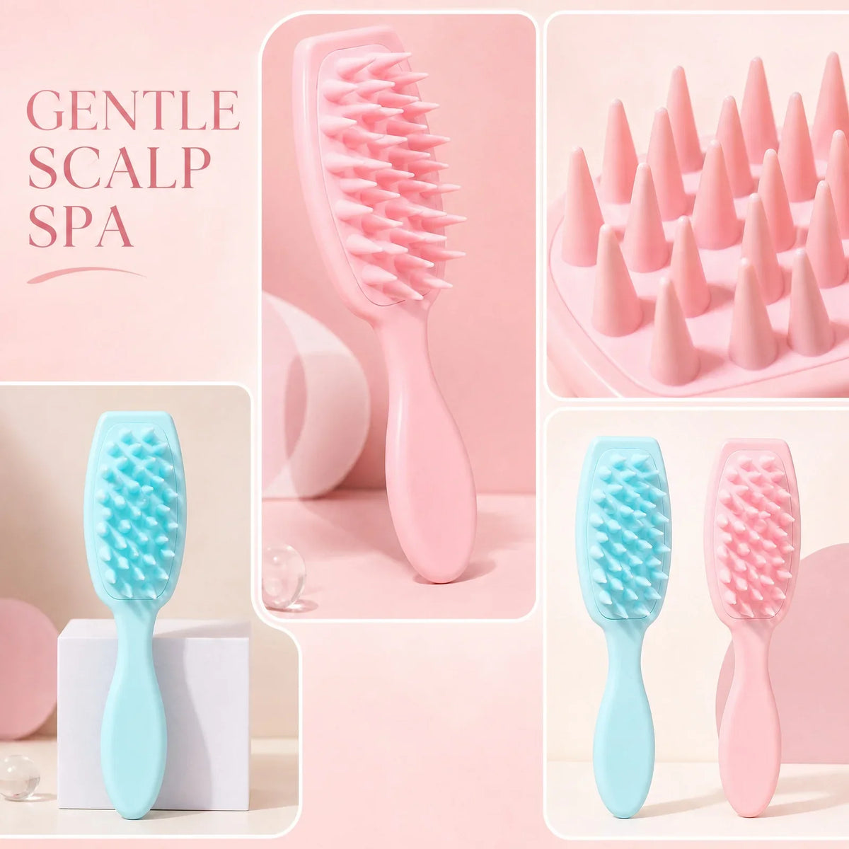 Long Handle Silicone Scalp Massage Brush – Anti-Knotting Scalp Massage Brush Qme