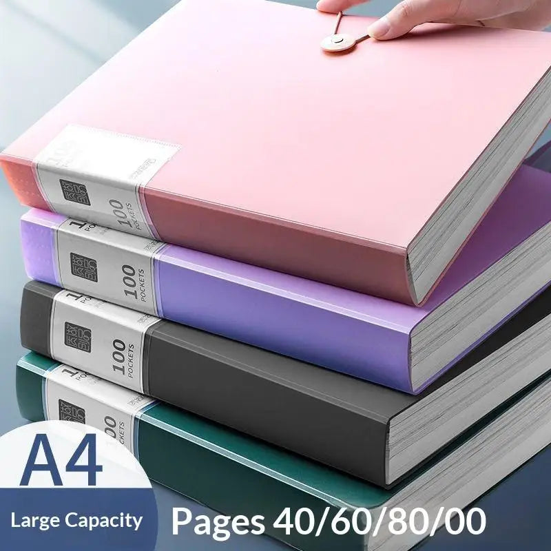 PP Waterproof A4 File Folder – 60 & 100 Pocket Document Organizer Document File Folder Qme