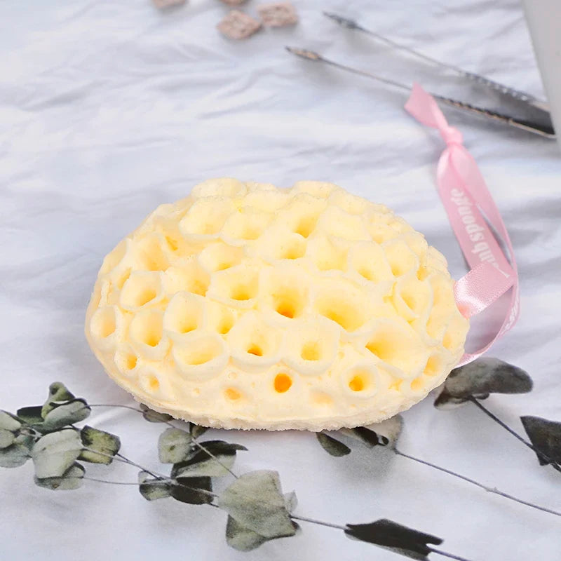 Natural Sea Wool Honeycomb Sponge – Gentle Exfoliating Bath Sponge Natural Bath Sponge Qme