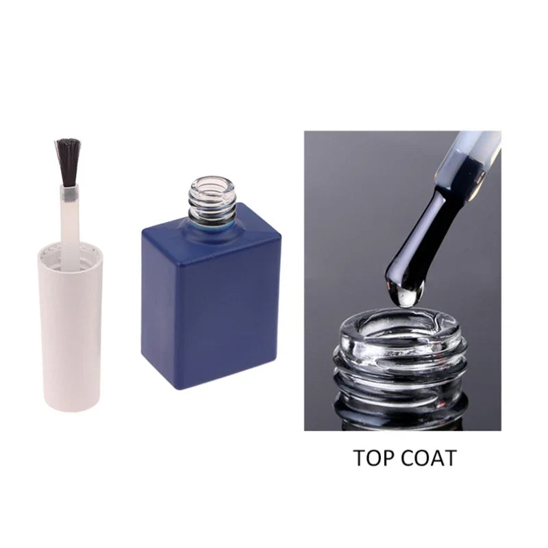 12ml Blue Glass Nail Polish Bottle – Empty Refillable with Brush Refillable Nail Bottle Qme