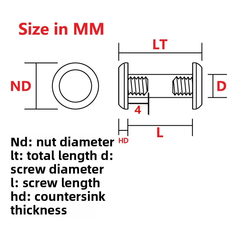 M4 Stainless Steel Knife Handle Screws – 2-Set DIY Kit Knife Handle Screws Qst