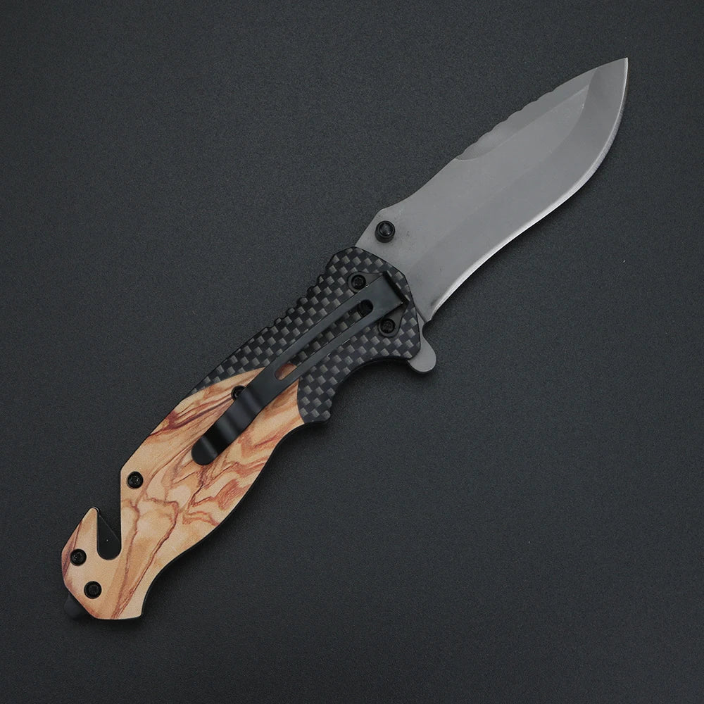 XUAN FENG Damascus Folding Knife D2 Steel – Camping Survival EDC Folding Pocket Knife Qst
