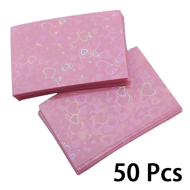 Heart Bling Glitter Photocard Sleeves Laser Card Protector Photocard Sleeves Qme Pink