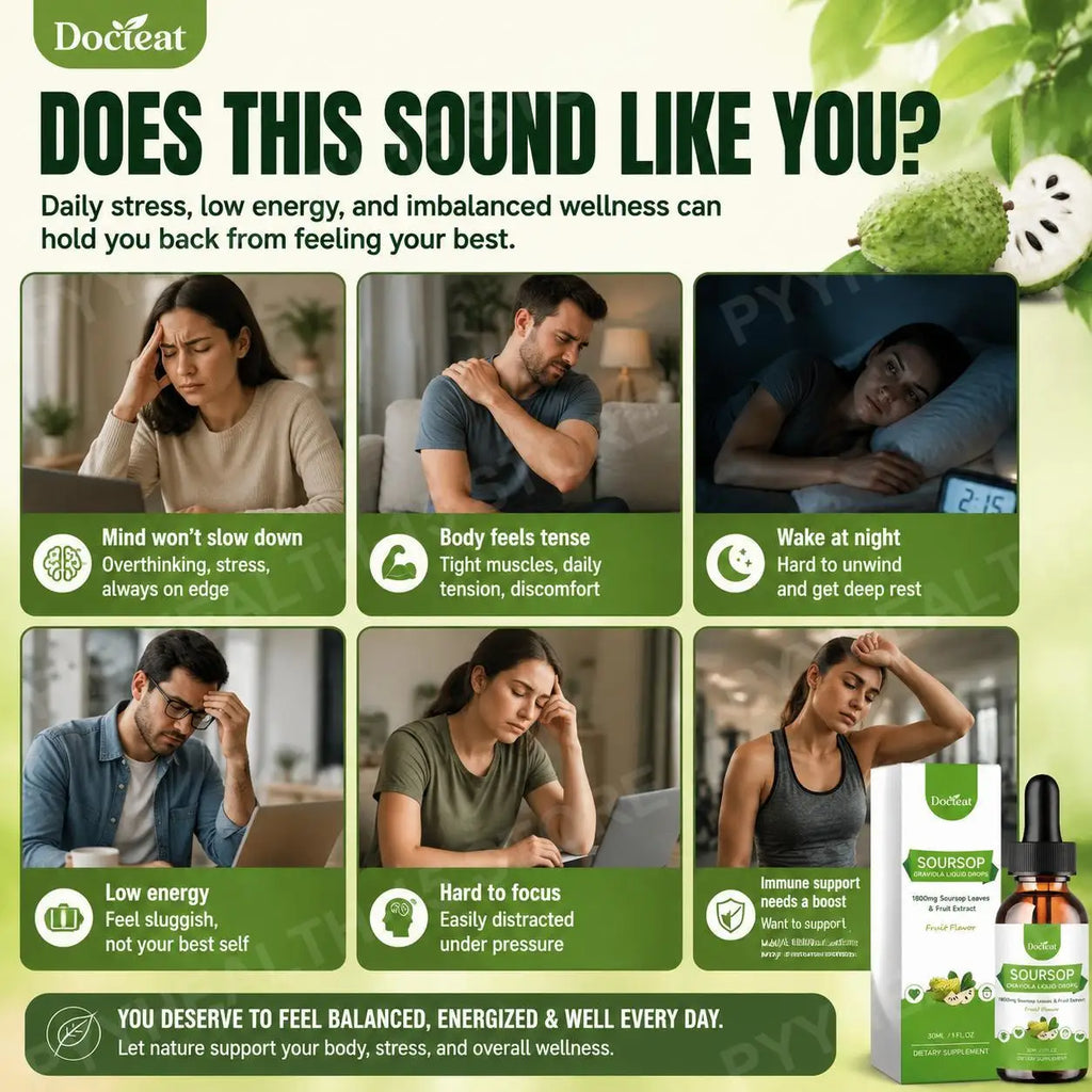DOCTEAT Soursop Graviola Liquid Drops 500mg – Daily Vitality 30mL Herbal Liquid Supplement Qst