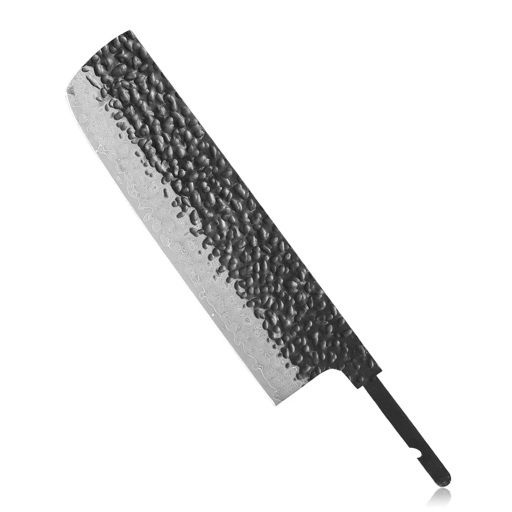 DASHWAY 7" Damascus Steel Nakiri Knife Blank Blade – Full Tang DIY Knife Blank Blade Qst Nakiri Knife Blade 7 inch