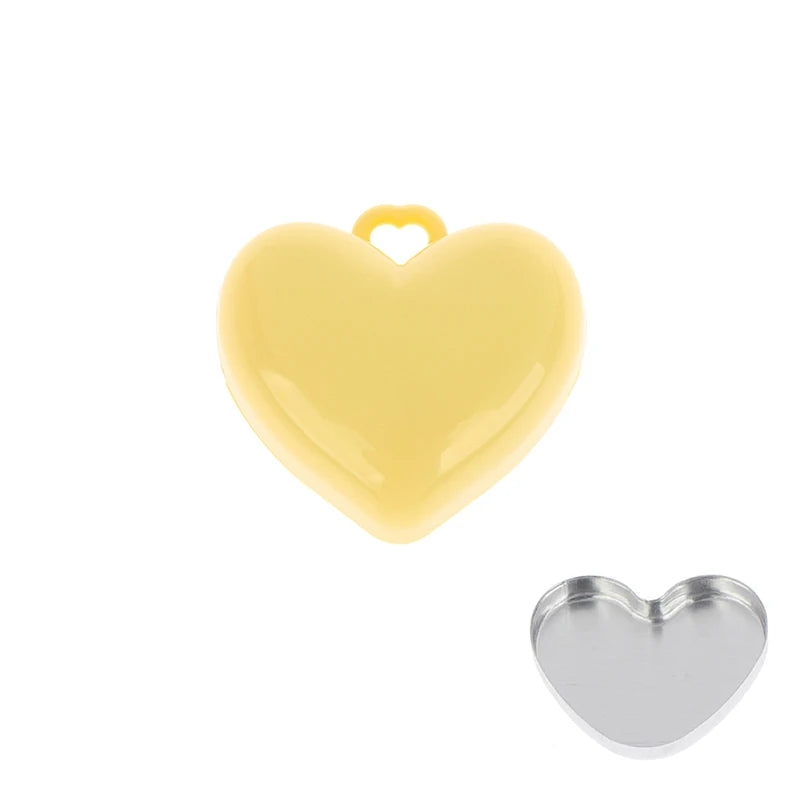 Heart Shape Mini Empty Compact – Blush & Eyeshadow Case + Mirror Cosmetic Compact Case Qst Yellow
