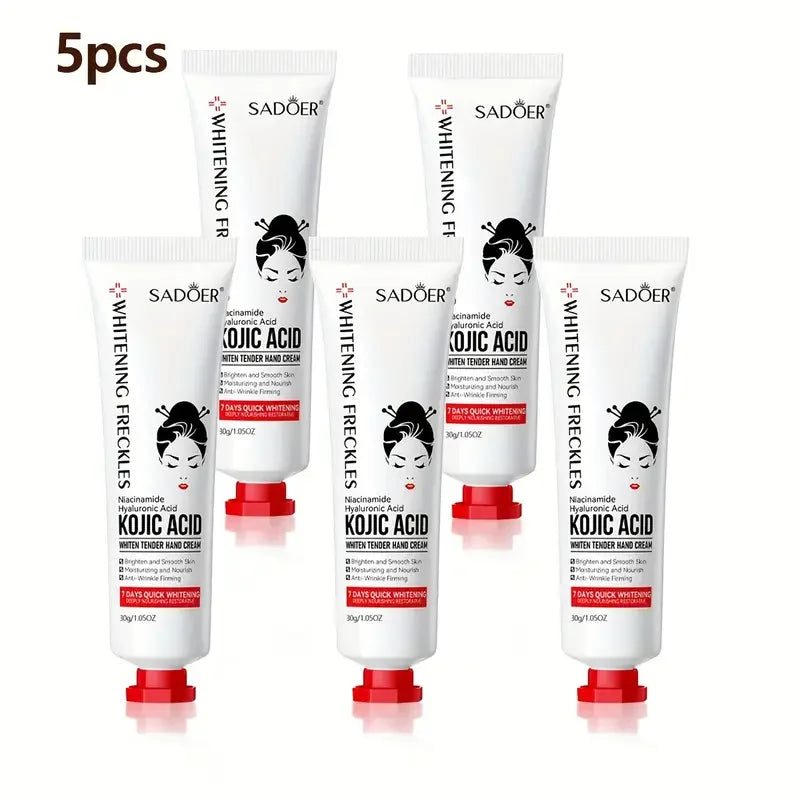 Kojic Acid Hand Cream – Hydrating, Brightening & Moisturizing Brightening Hand Cream Qme 5pcs