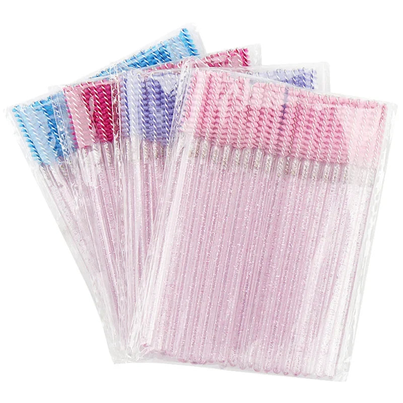 Disposable Spiral Eyelash Brush Crystal Rod Mascara Wand 50 Pcs Mascara Wand Applicator Qme
