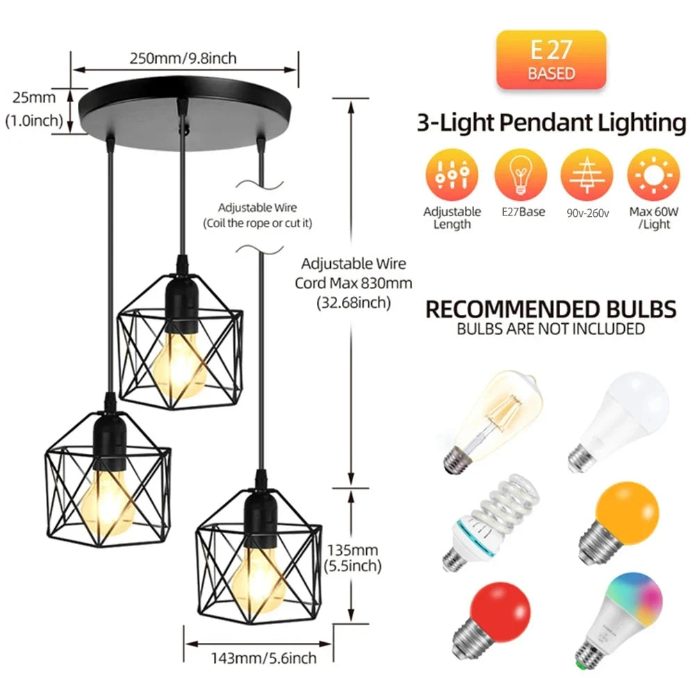 Vintage Nordic LED Chandelier Pendant Ceiling Hanging Lamp LED Pendant Chandelier Qme