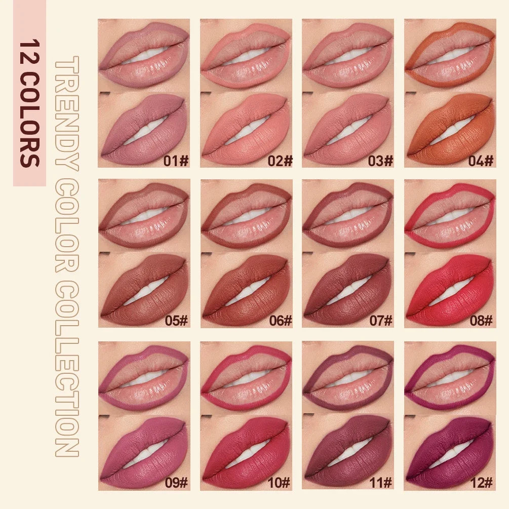 QIBEST 12 Colors Nude Waterproof Lip Liner Pencil Set Lip Liner Pencil Set Qme