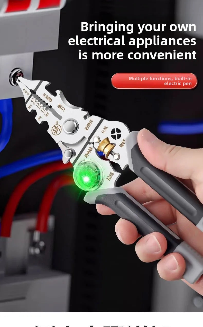 10-in-1 Wire Stripper Twister with Electricity Measurement Wire Stripping Pliers Qme