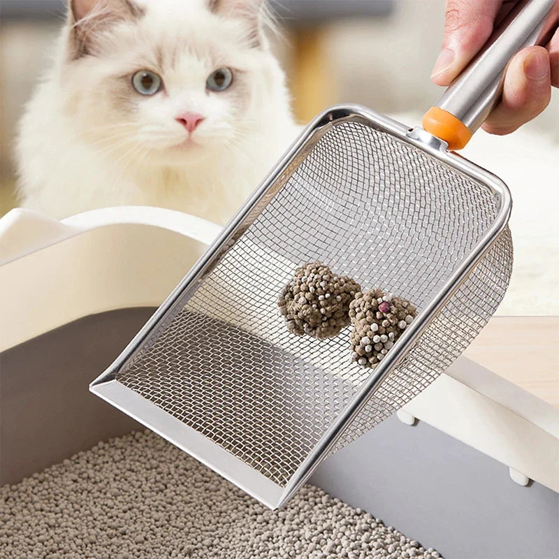 Stainless Steel Fine Mesh Cat Litter Scoop – Non-Stick Cat Litter Scoop Qme
