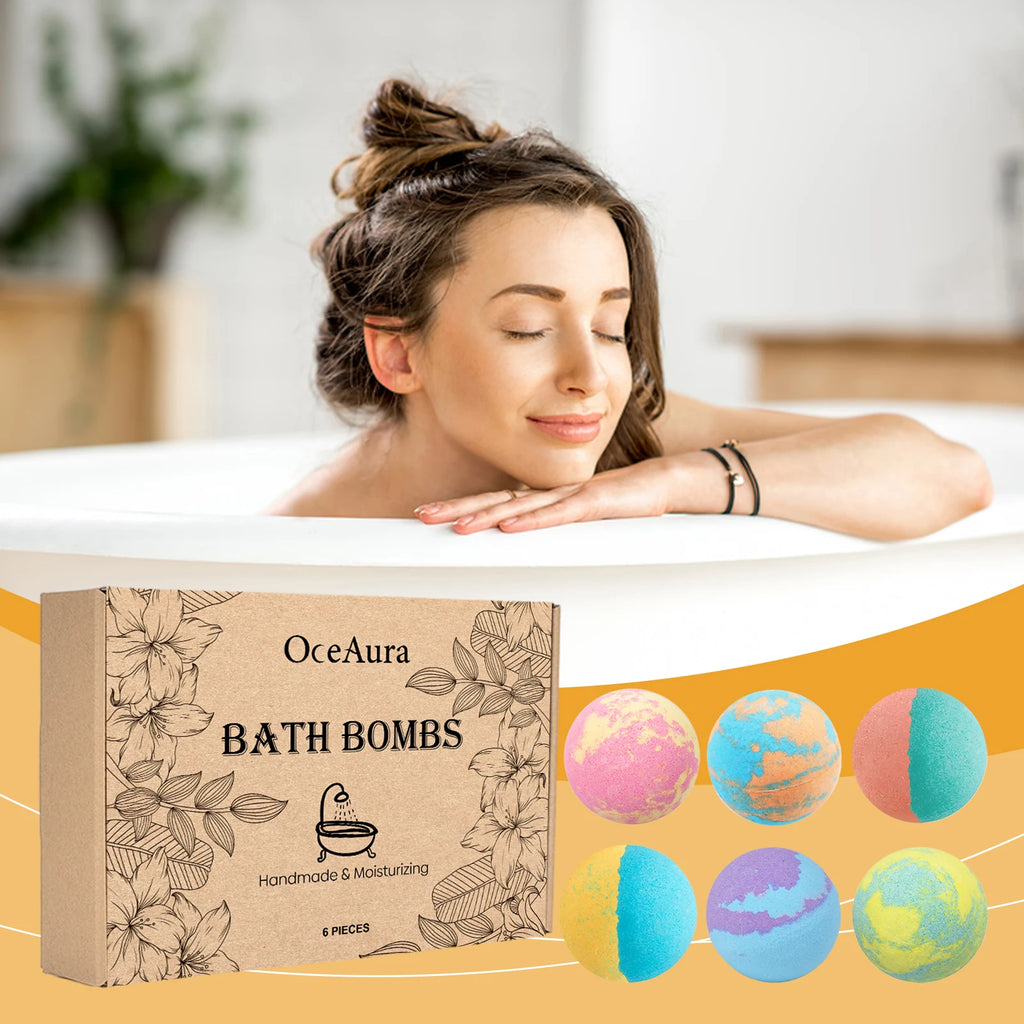 Rose Bath Bombs Gift Set – 6pc Moisturizing Spa Bath Balls Bath Bomb Gift Set Qst
