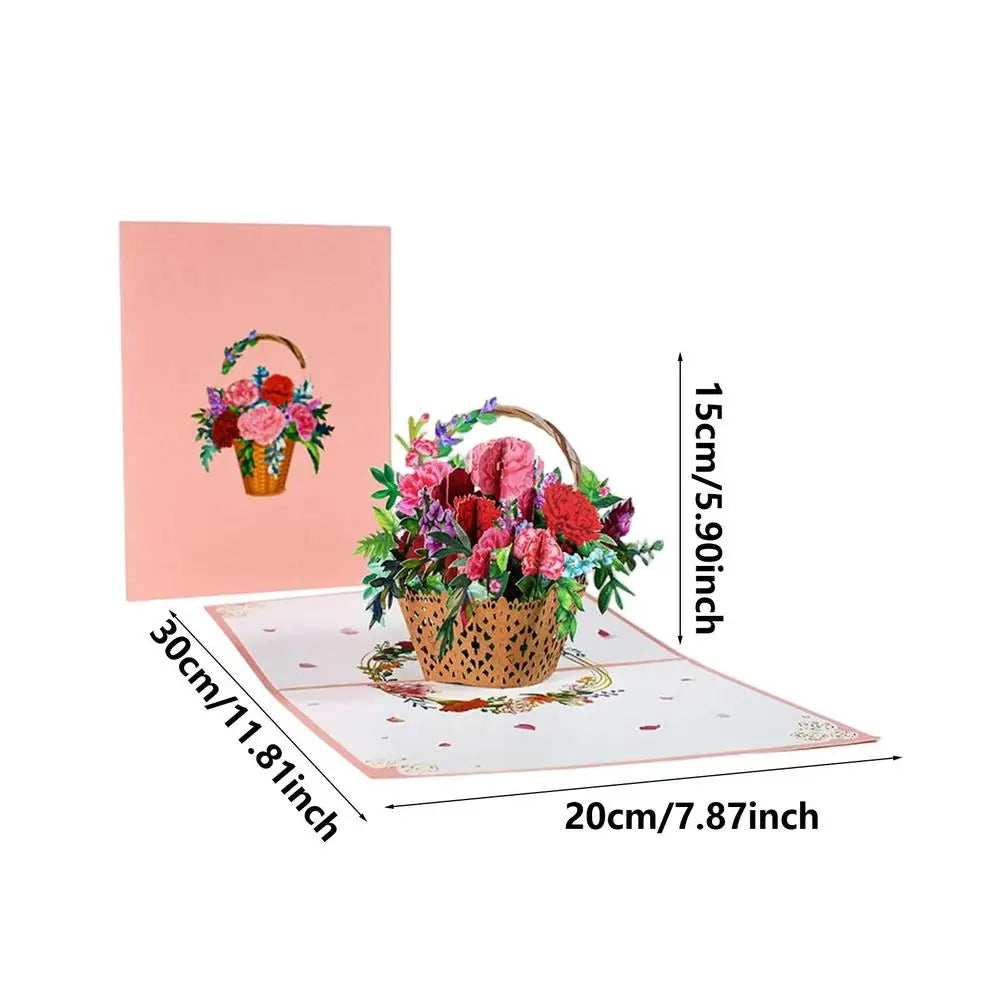 Carnation Flower Pop-Up Holiday Postcards | Elegant Gift Card Pop-Up Greeting Card Qme as shows China Mainland