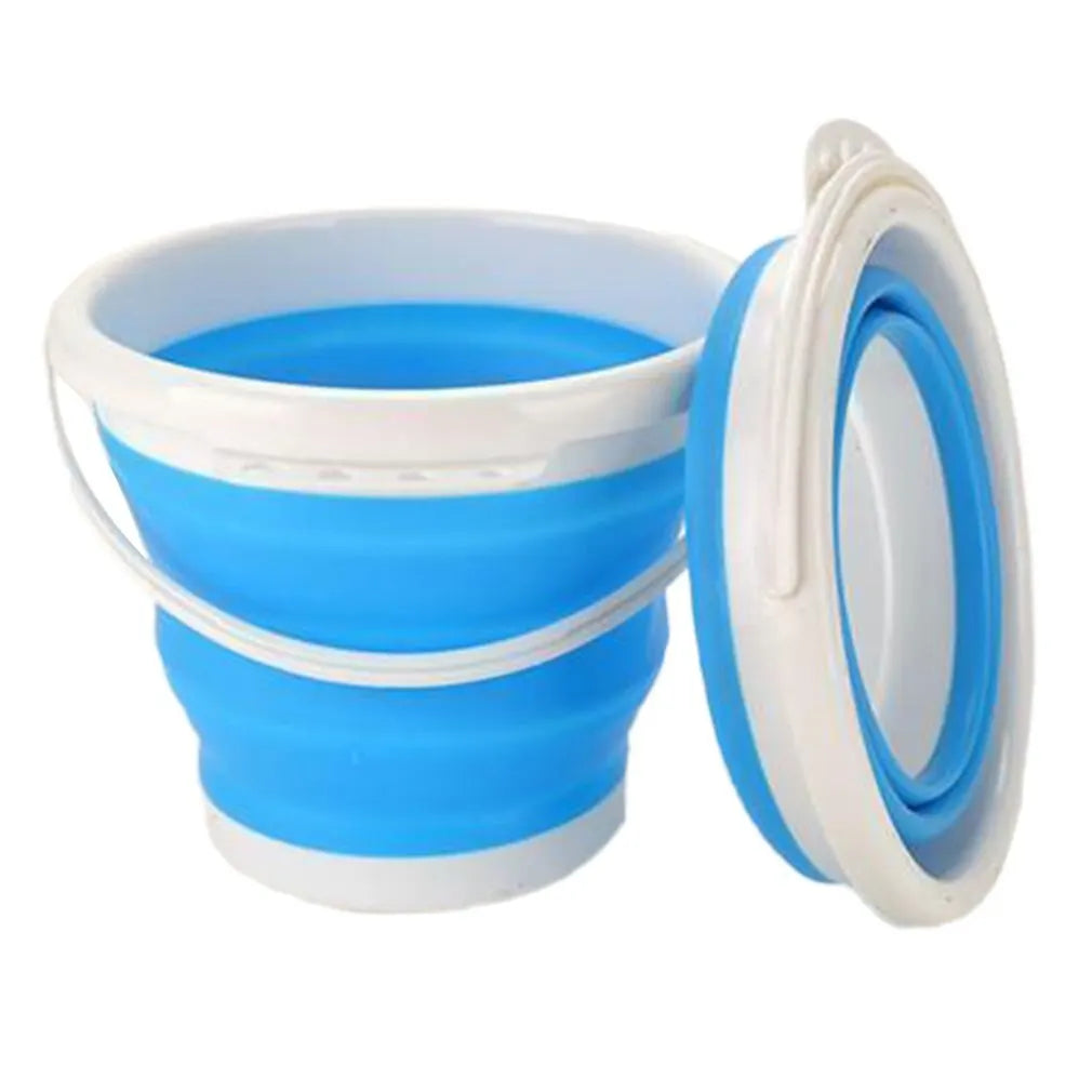 Collapsible Folding Bucket | Portable for Camping, Fishing & Car Wash Collapsible Bucket Qme blue