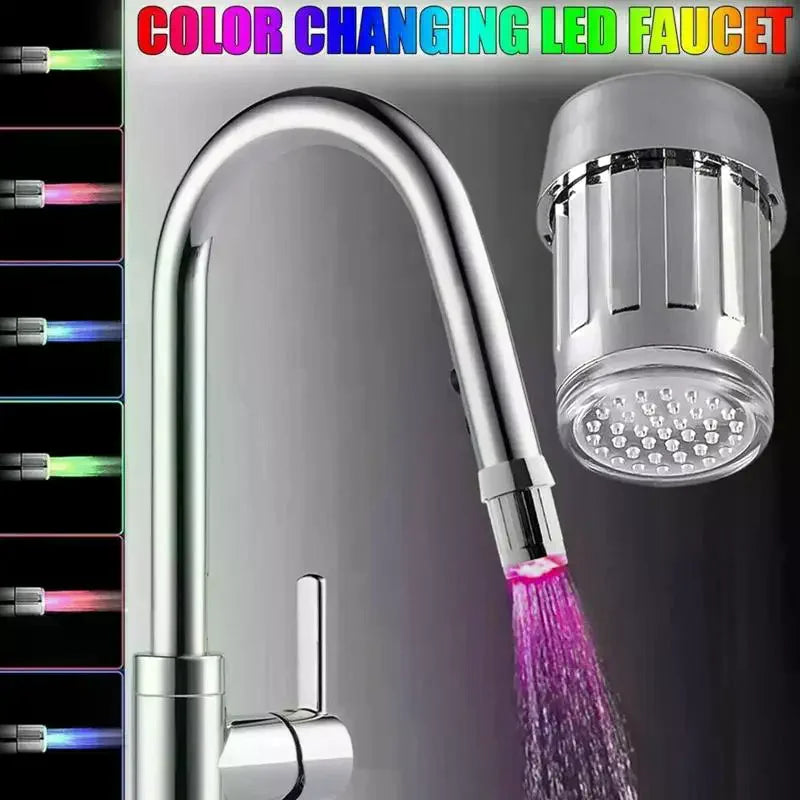 3-Color LED Temperature-Sensitive Faucet Light & Water Saver LED Faucet Aerator Qme