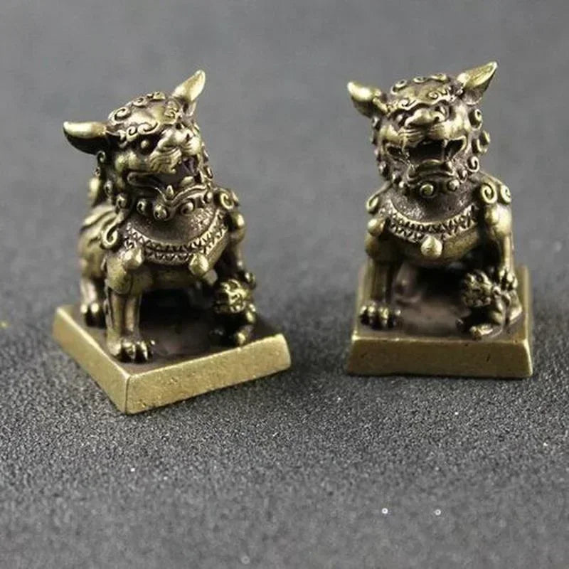 Creative Brass Lion Keychain Pendant Car & Home Decor Decorative Keychain Pendant Qme