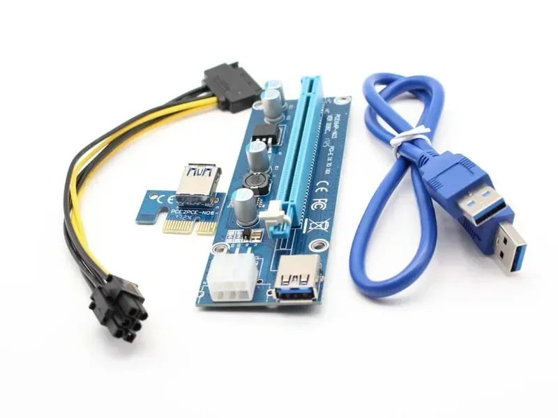 PCIe Riser Adapter Card USB 3.0 Extension for GPU Mining PCIe Riser Adapter Qme 006C 6PIN