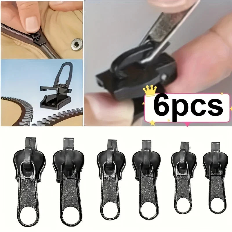 Universal Zipper Repair Kit – 6 pcs Metal Replacement Sliders Zipper Repair Kit Qme