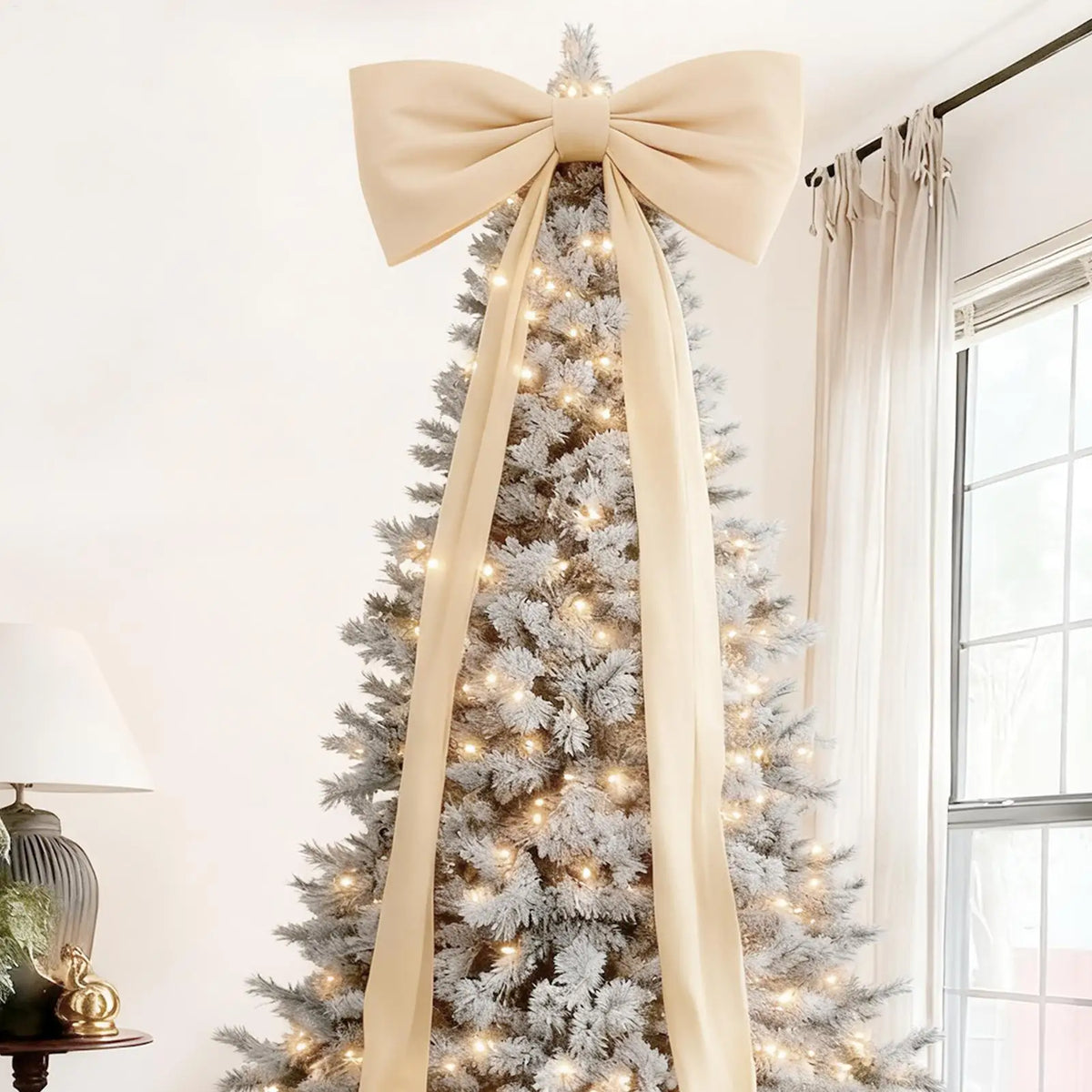 Large Velvet Bow Christmas Tree Topper – 8 Inch Holiday Decor Christmas Tree Topper Qme