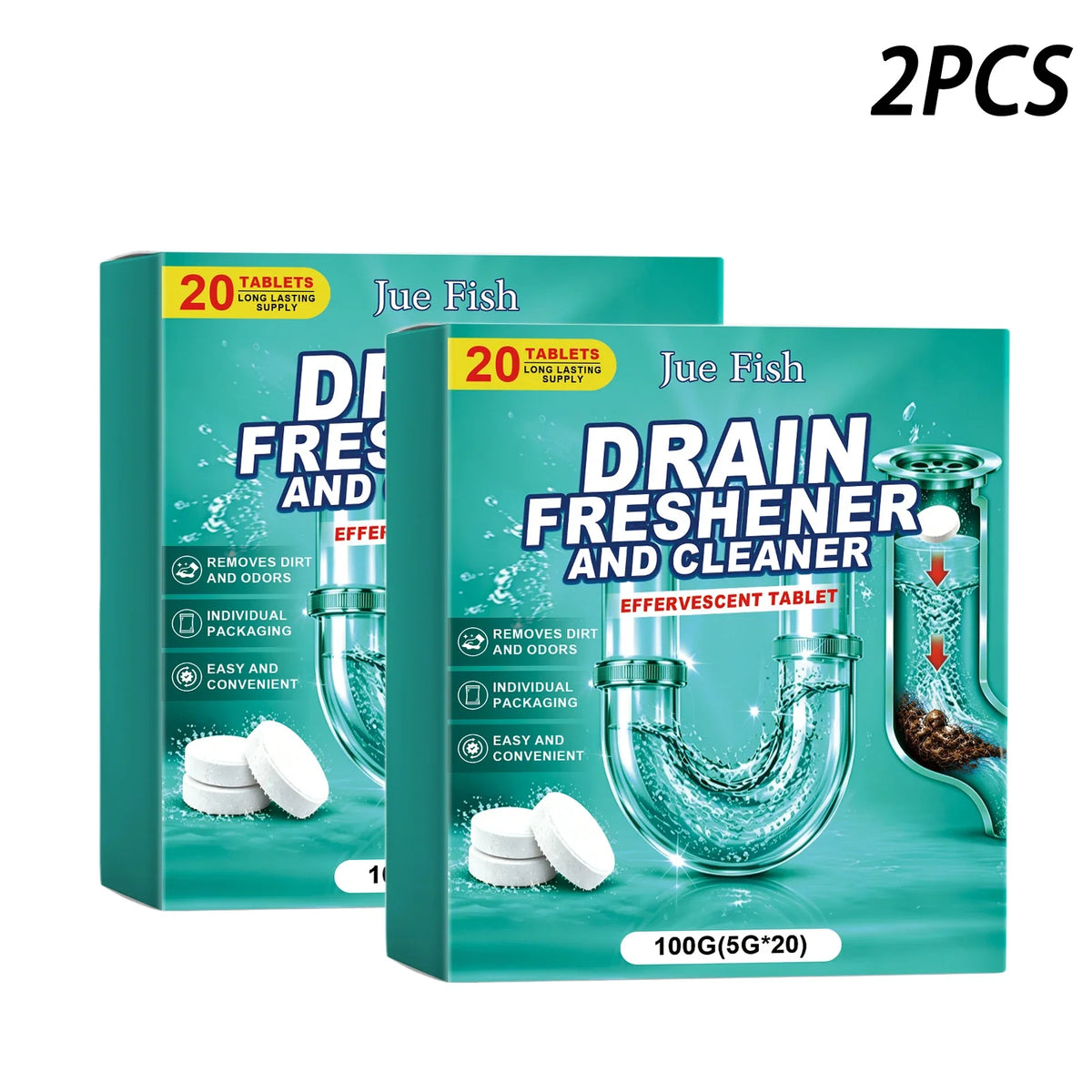 Sink Drain Cleaning Tablets – Remove Grease & Food Residue Drain Cleaning Tablets Qme 2 x 100g Boxed
