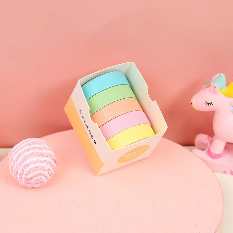 Kawaii Cartoon Washi Tape Set – 5 Rolls DIY Scrapbook Decor Decorative Washi Tape Qme