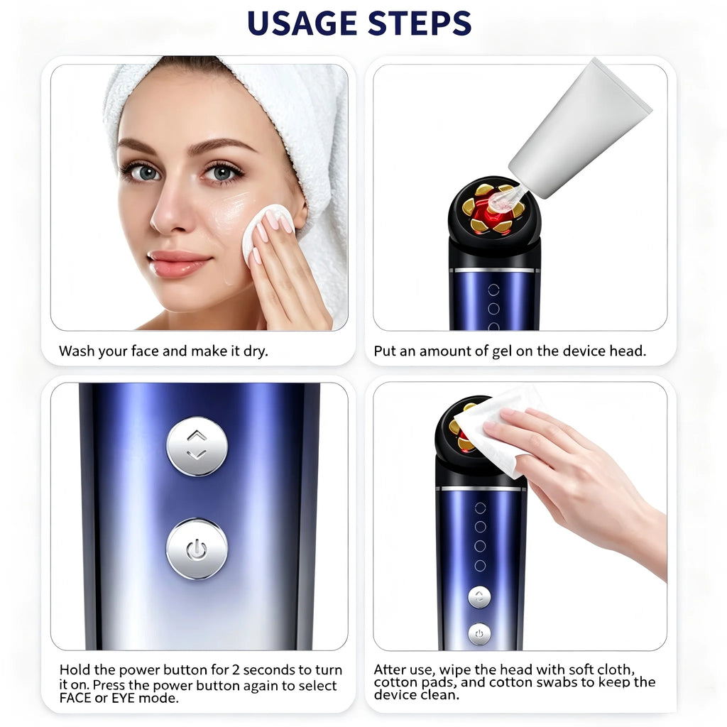 3-in-1 Red Light Facial Massager – Face & Neck Skincare Device Facial Massager Device Qst