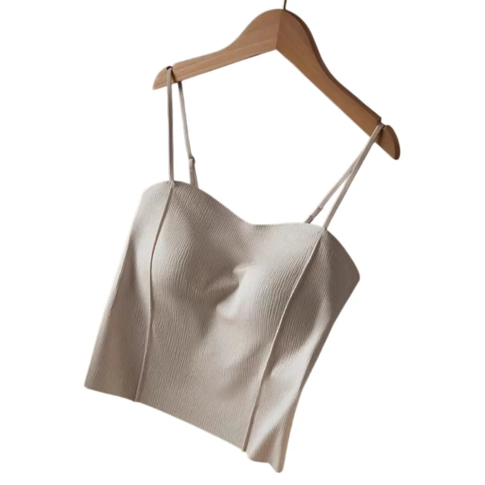 Women's Ice Silk Camisole Slim Fit Sleeveless Tank Top Camisole Tank Top Qme Milk White M