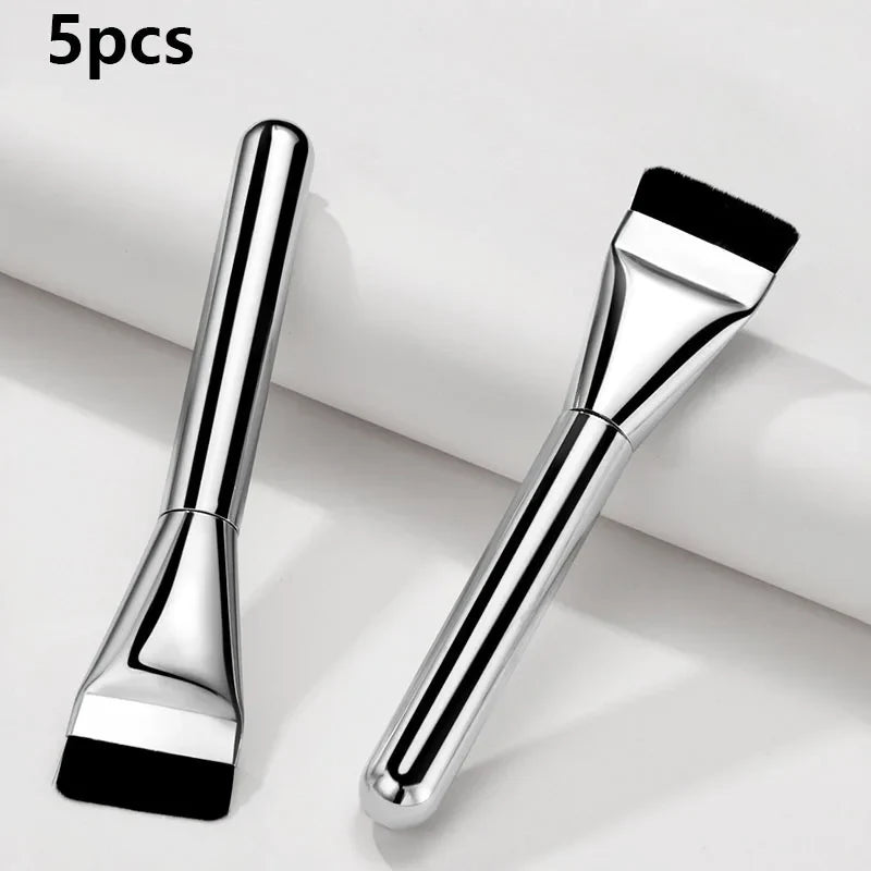 Flat Foundation Brush Set 5pcs – Korean Makeup Spatula Foundation Brush Set Qme 5pcs