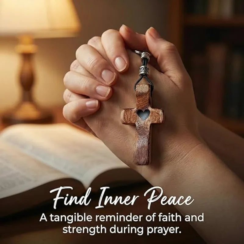 Handheld Olive Wood Cross – Elegant Wooden Decor & Gift Wooden Keepsake Cross Qme