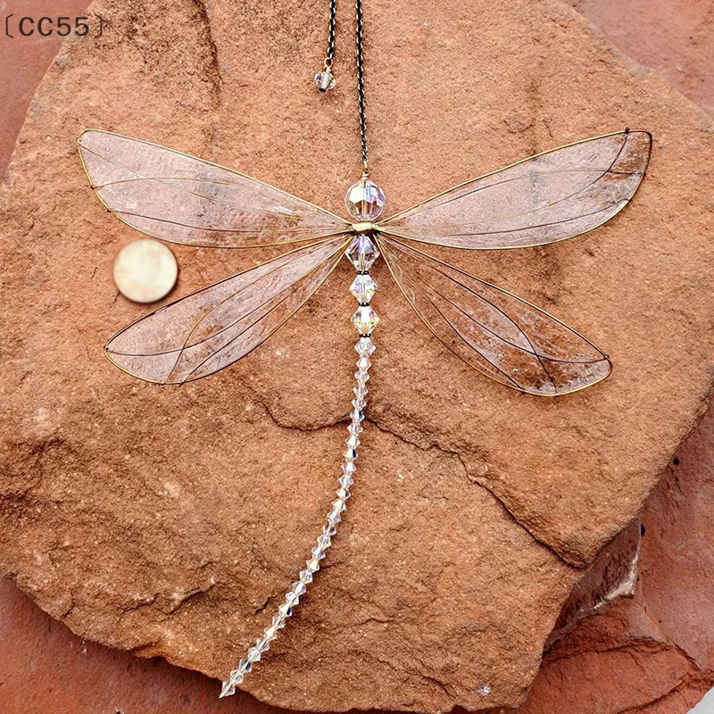 Metal Dragonfly Crystal Suncatcher – Window & Garden Ornament Crystal Suncatcher Qst